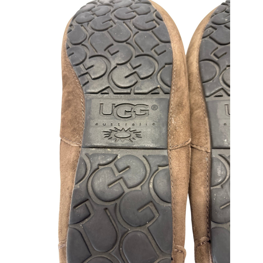 UGG Ascot Men’s Moccasin Slippers Size 10 Brown Suede Sheepskin 5775