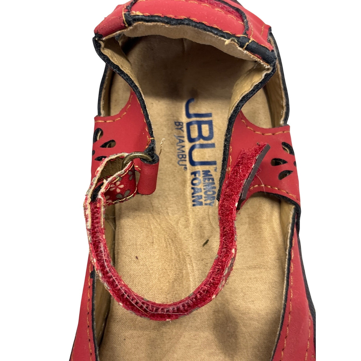 JBU by Jambu Women’s Mary Jane Shoes Size 7.5M Red Floral Cutout Comfort