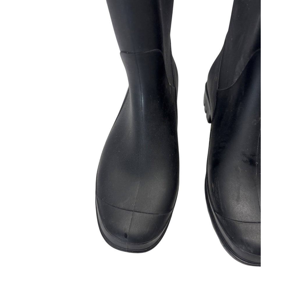 Capelli New York Women’s Black Rain Boots Size 10 Buckle Mid-Calf