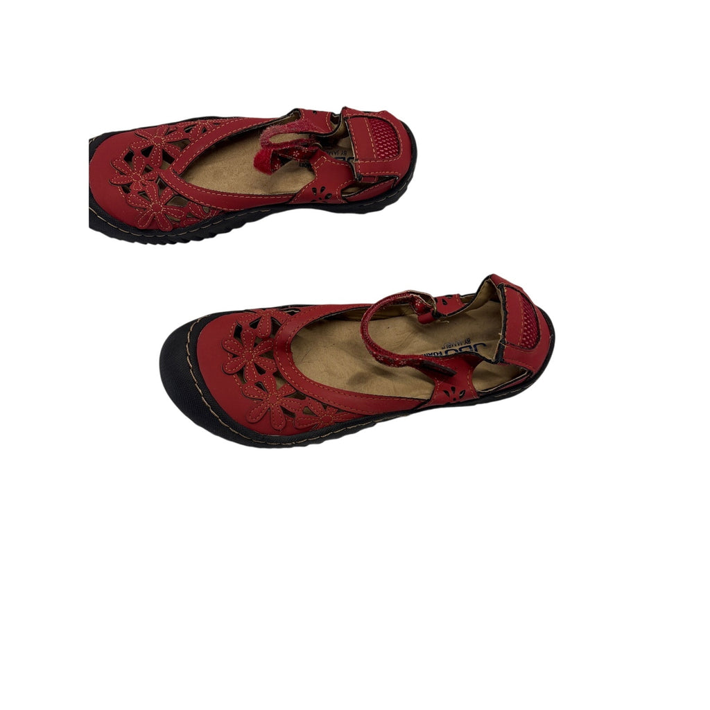 JBU by Jambu Women’s Mary Jane Shoes Size 7.5M Red Floral Cutout Comfort