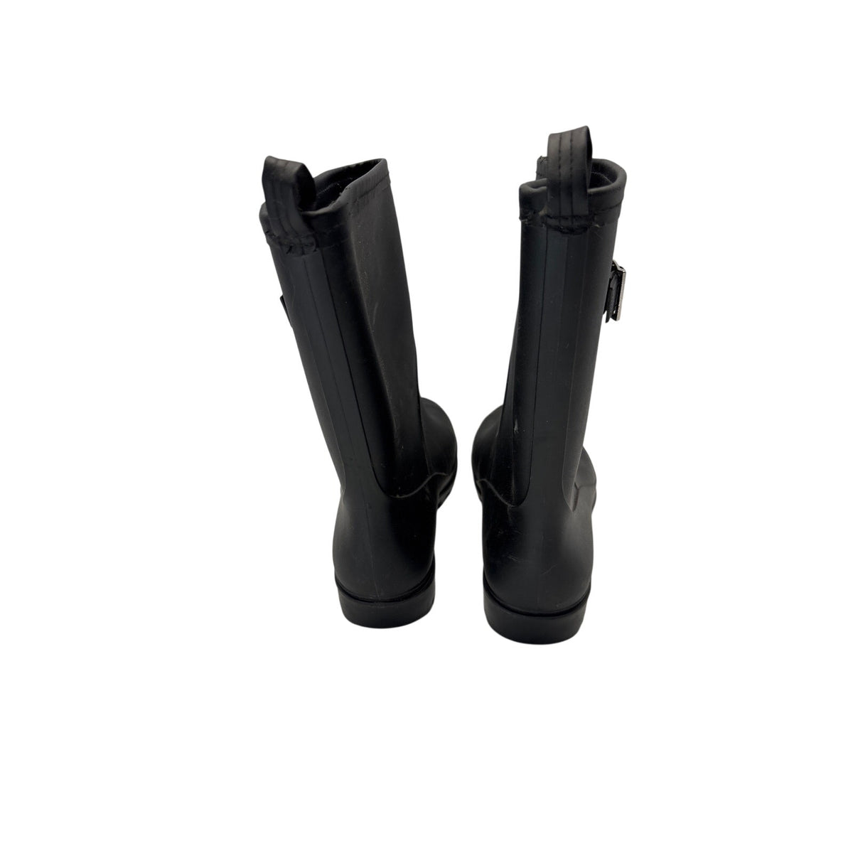 Capelli New York Women’s Black Rain Boots Size 10 Buckle Mid-Calf