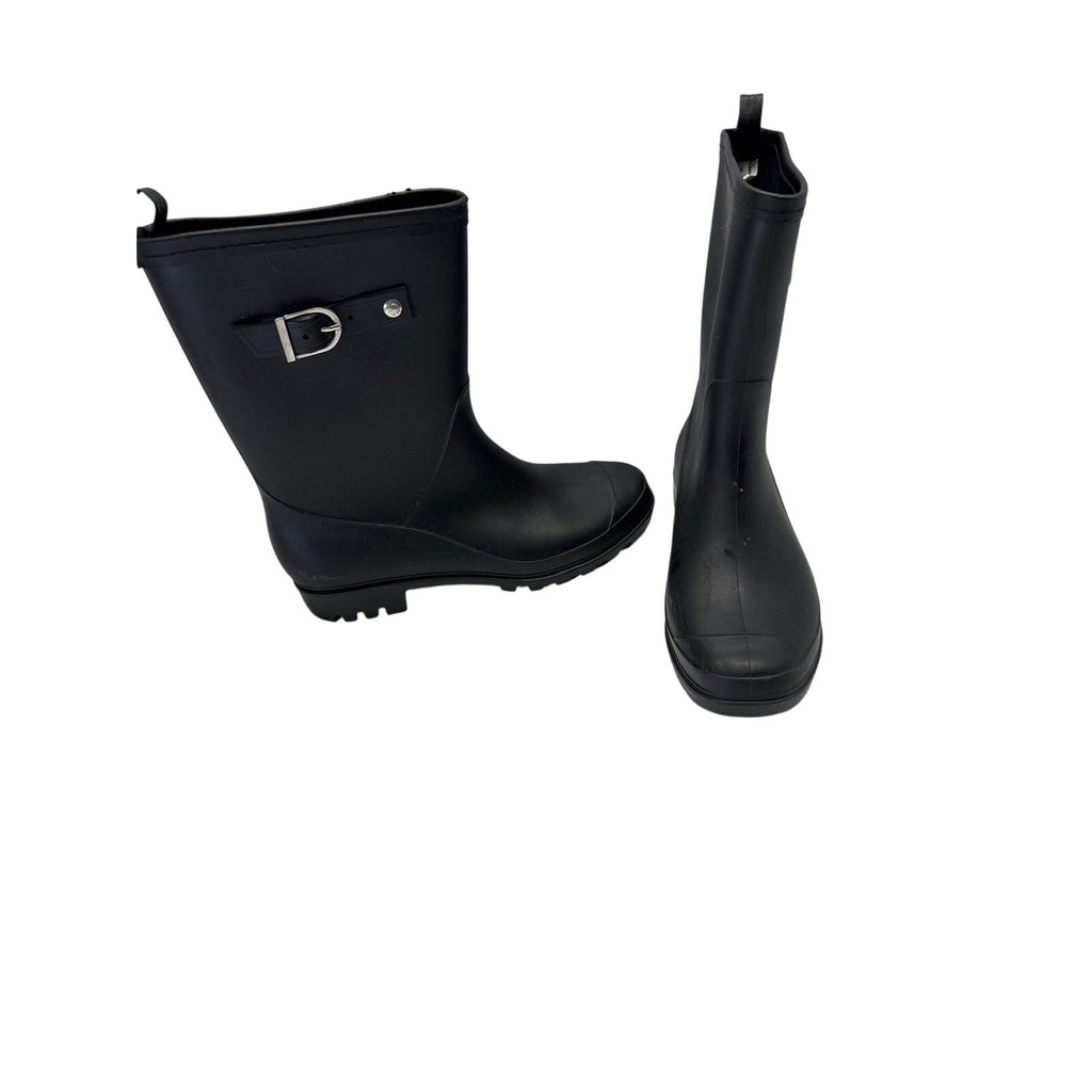 Capelli New York Women’s Black Rain Boots Size 10 Buckle Mid-Calf