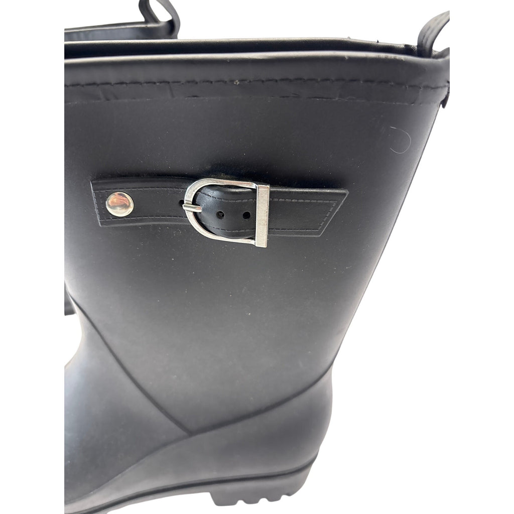Capelli New York Women’s Black Rain Boots Size 10 Buckle Mid-Calf