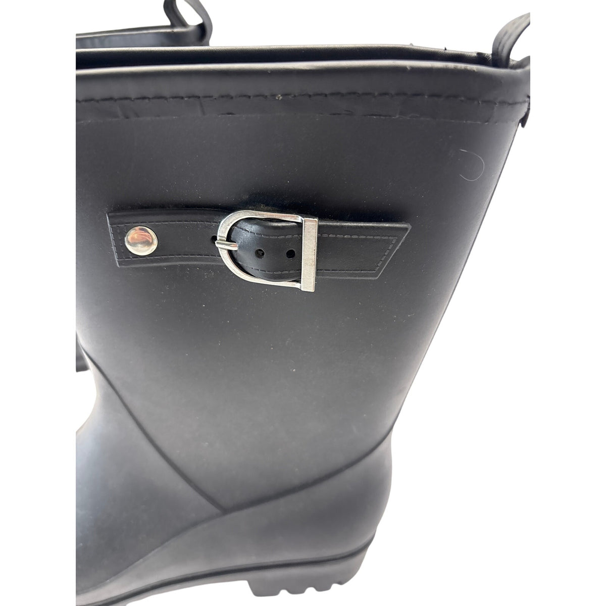 Capelli New York Women’s Black Rain Boots Size 10 Buckle Mid-Calf