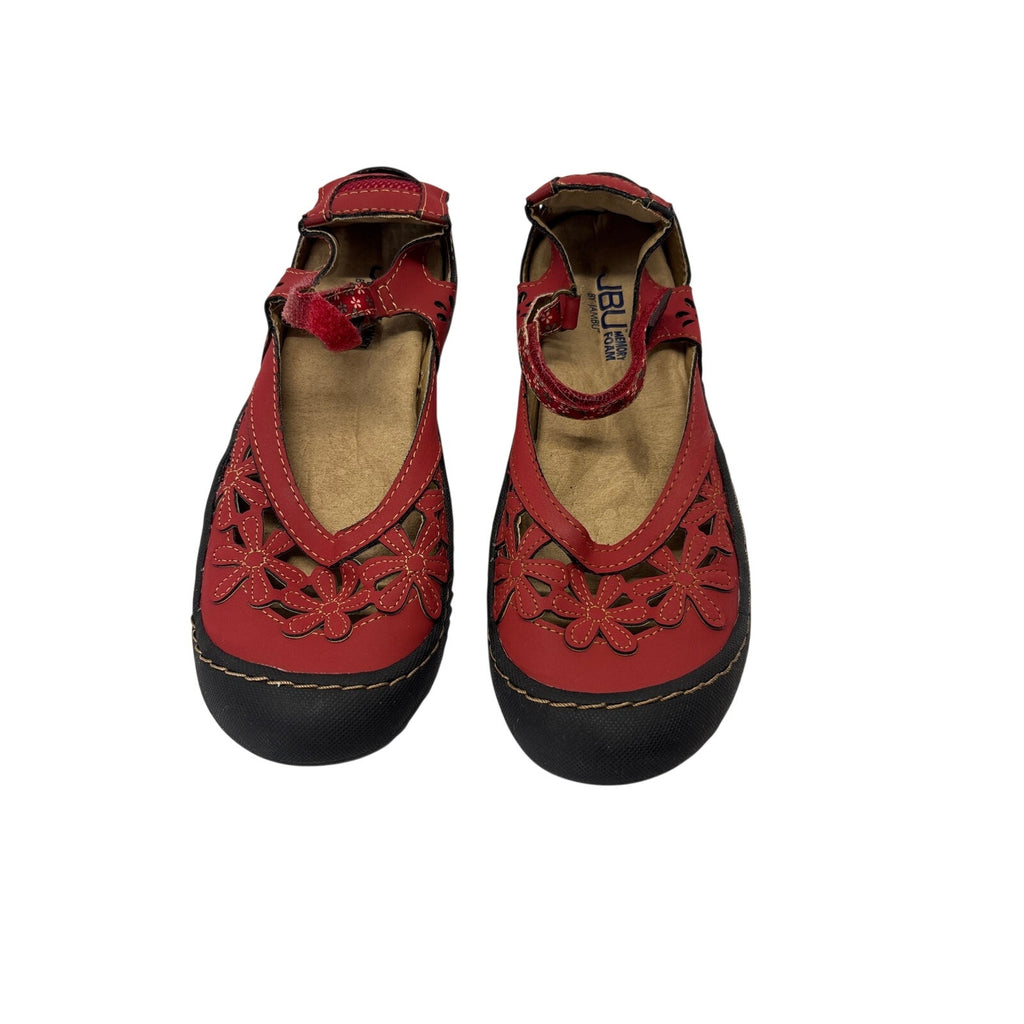 JBU by Jambu Women’s Mary Jane Shoes Size 7.5M Red Floral Cutout Comfort