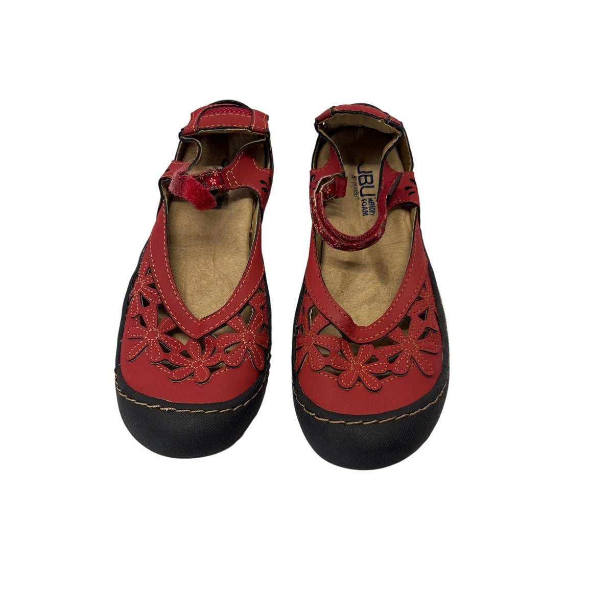 JBU by Jambu Women’s Mary Jane Shoes Size 7.5M Red Floral Cutout Comfort