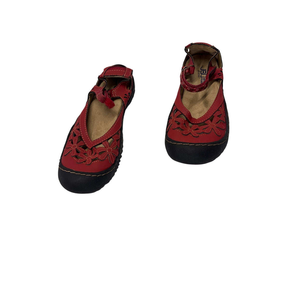 JBU by Jambu Women’s Mary Jane Shoes Size 7.5M Red Floral Cutout Comfort