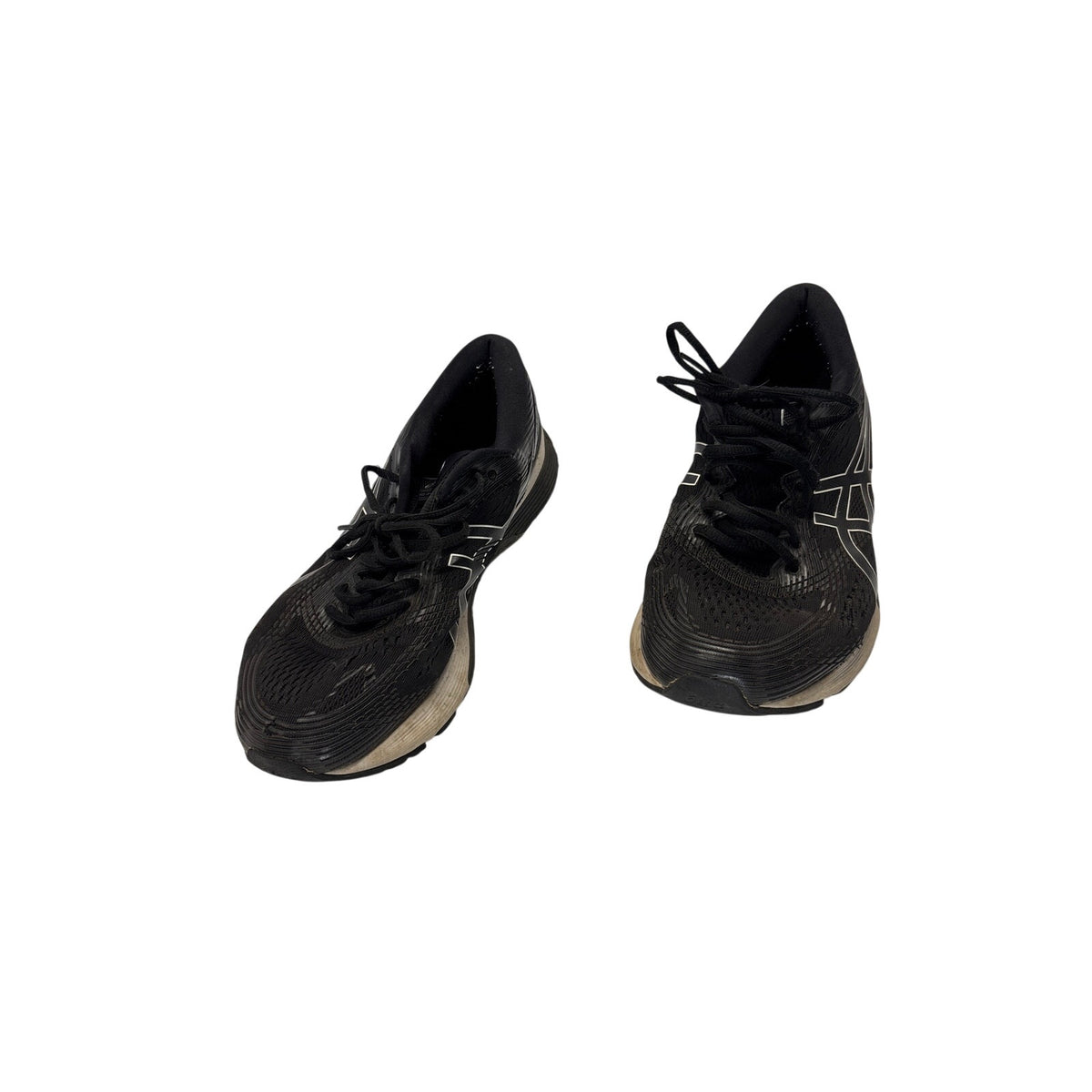 ASICS GEL-Nimbus 21 men’s running shoes in black with white and gray accents.