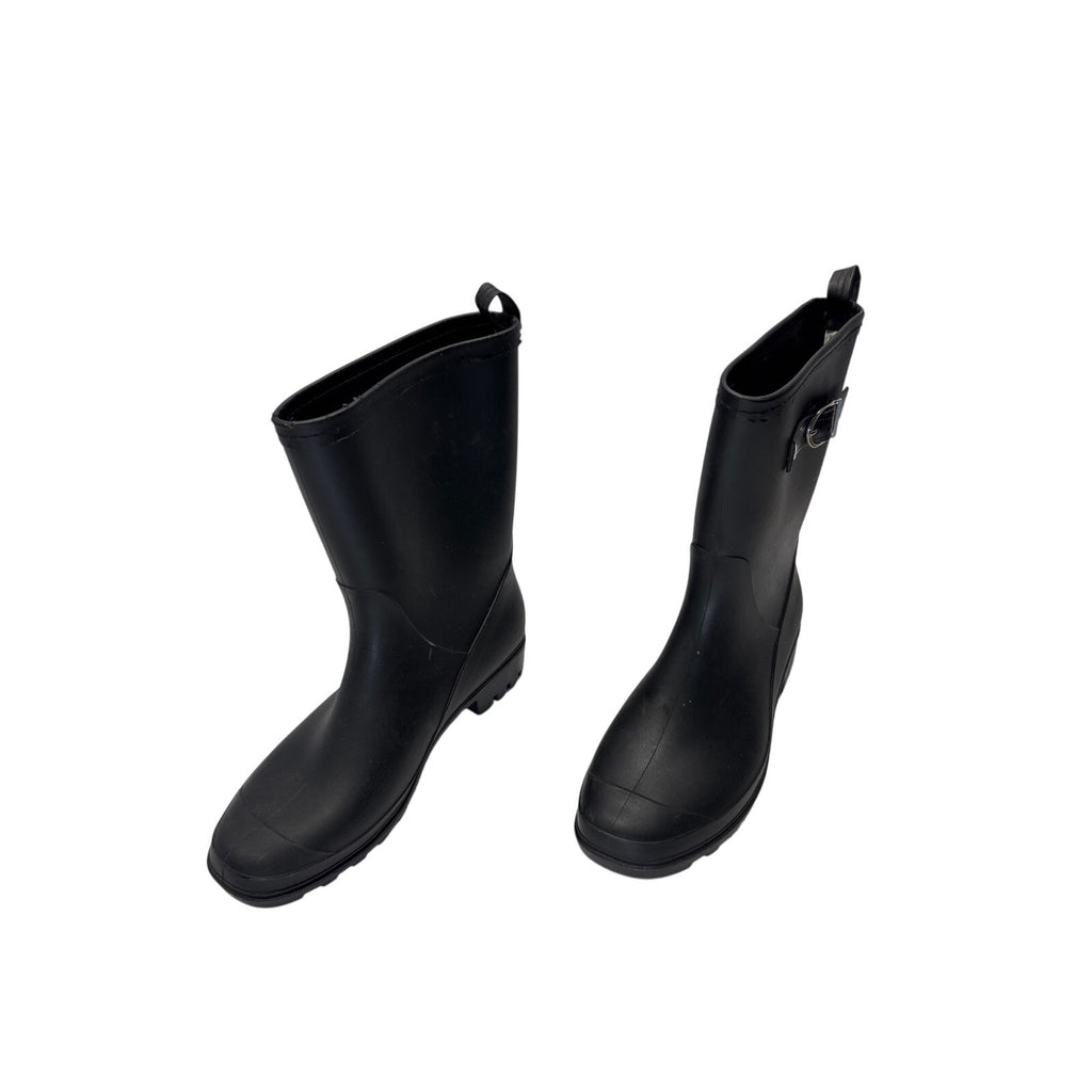 Capelli New York Women’s Black Rain Boots Size 10 Buckle Mid-Calf