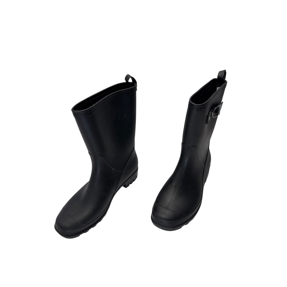 Capelli New York Women’s Black Rain Boots Size 10 Buckle Mid-Calf